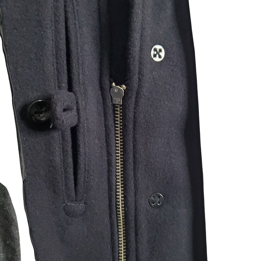 Banana Republic Mens Sz L Coat Wool Cashmere Blend Double Pocket Military Black - Picture 8 of 10